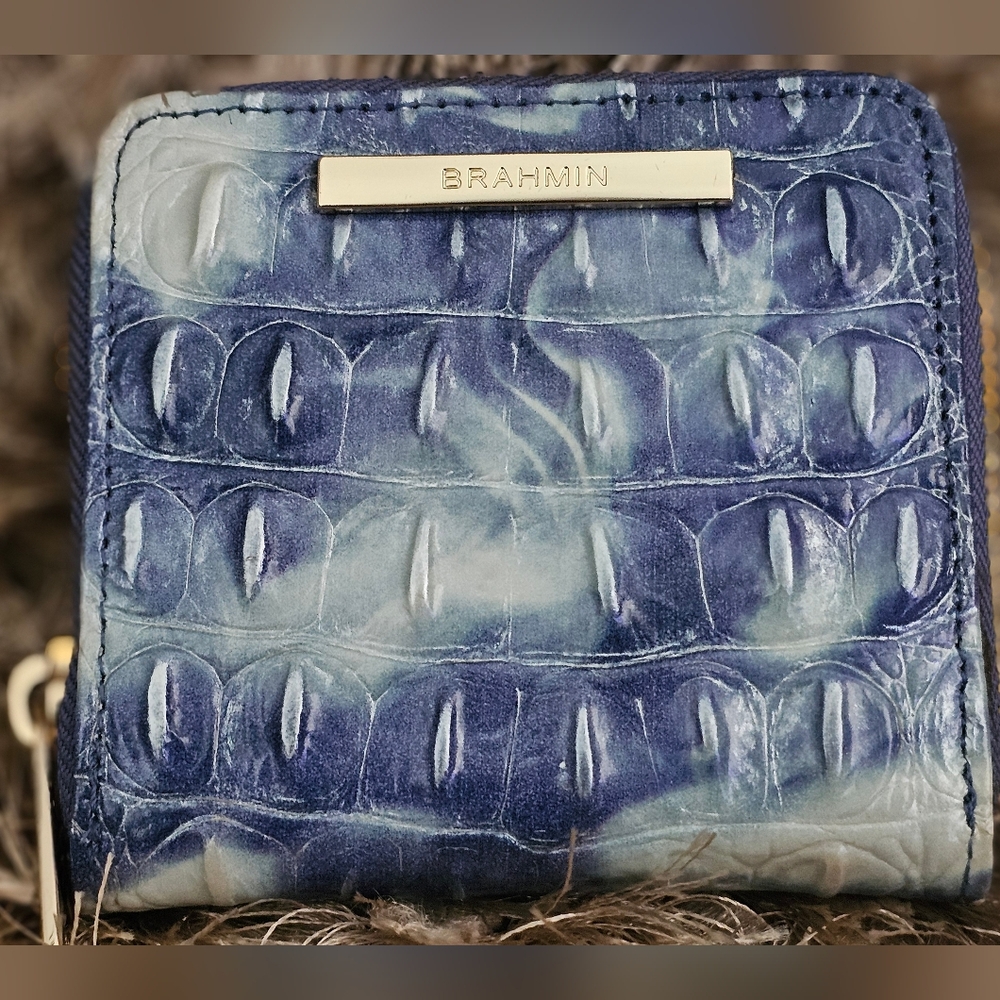 Brahmin Blue Crocodile Embossed Wallet - Picture 1 of 4